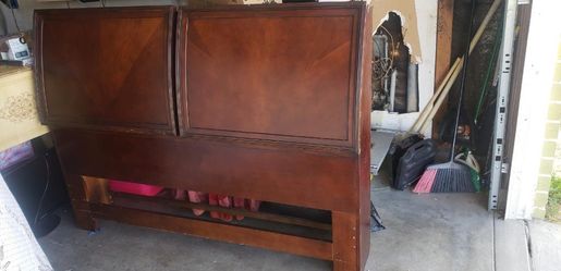 Heavy solid wood headboard with bed frame