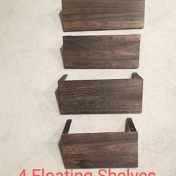 Floating Shelves Set Of 4 Dark Wood 