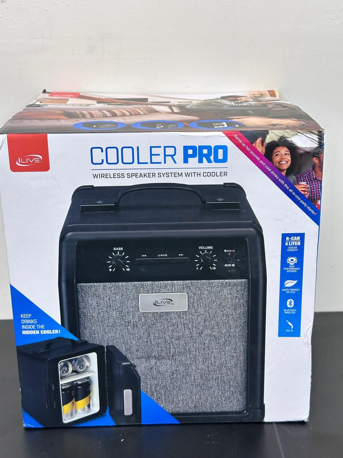 ILIVE Pro Wireless Speaker System Black 6 Cans Hard Insulated Personal cooler