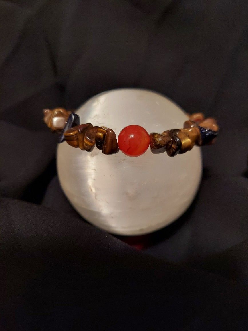 Tigers Eye, Fire Agate, Obsidian Crystal Bracelet