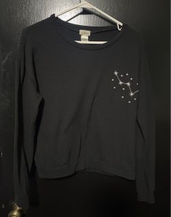 Black Constellation Embroidered Crewneck Sweatshirt