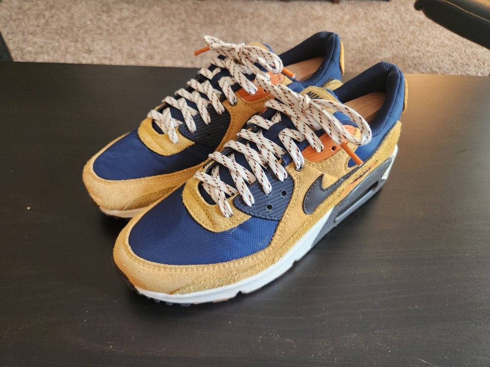 $80 OBO US Men's Size 10 Nike Air Max 90 Bucktan Team Blue. Very comfortable sneakers.