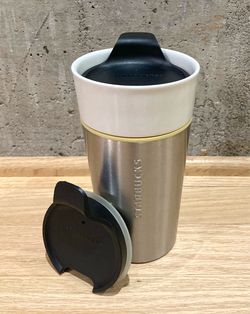 STARBUCKS Hybrid Champagne Ceramic Stainless Steel Coffee Travel Mug Tumbler 12oz