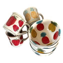Fruit Mug and Bowl Set - 8 Pieces