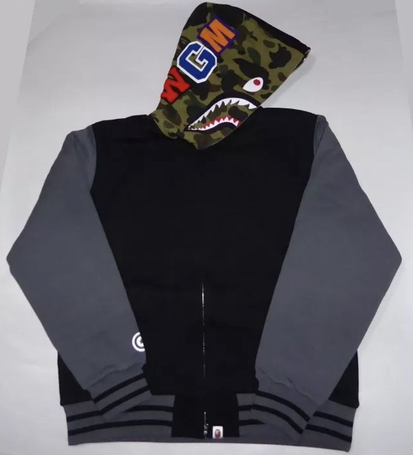 New A Bathing Ape Bape shark varsity sweater hoodie xxl bbc supreme baby milo