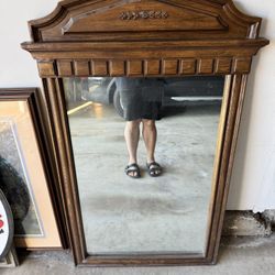 Large Vintage Wood Mirror