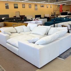 Oversized Modern White 6 Piece Cloud Sectional Sofa 