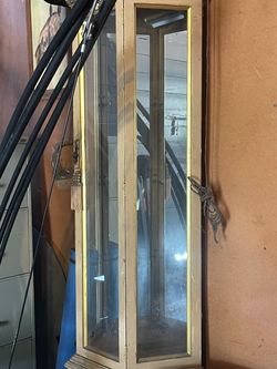 Tall Glass Display Cabinet with Gold Frame