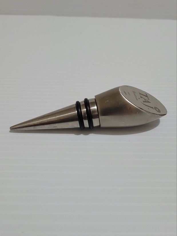 Vintage Stainless Steel Personalized Wine Bottle Stopper TAJ Boston.