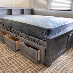 Queen Bed With Storage And Mattress 