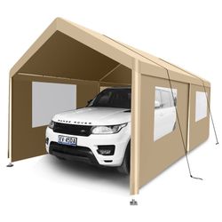 Heavy Duty Portable Carport, 10×20: Khaki-Colored, Ideal for Outdoor Storage, Protecting Your Vehicles with Style and Durability