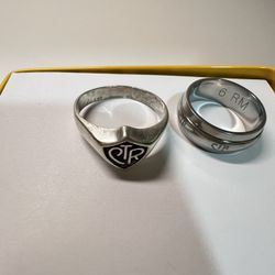 925 Sterling Silver Ring Symbol Arts CTR Band  2 pieces 