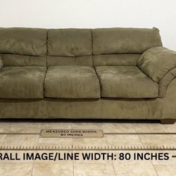 2 Plush  Green Microfiber 3-Cushion Sofas