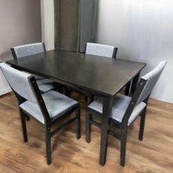 New Solid 5 Piece Black and Grey Dining or Kitchen Set