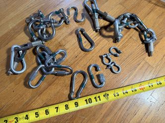 Large Mixed Rigging Hardware Lot Shackles Quick Links Snap Hooks Connectors