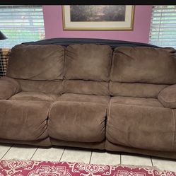Beautiful, Brown Couch, Recliners At Both Ends