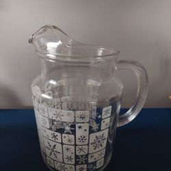 Vintage Atomic Snowflake Glass Pitcher