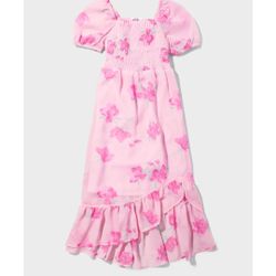Sugar & Jade Tween Girls Floral Smocked Maxi Dress - pink size XXL 