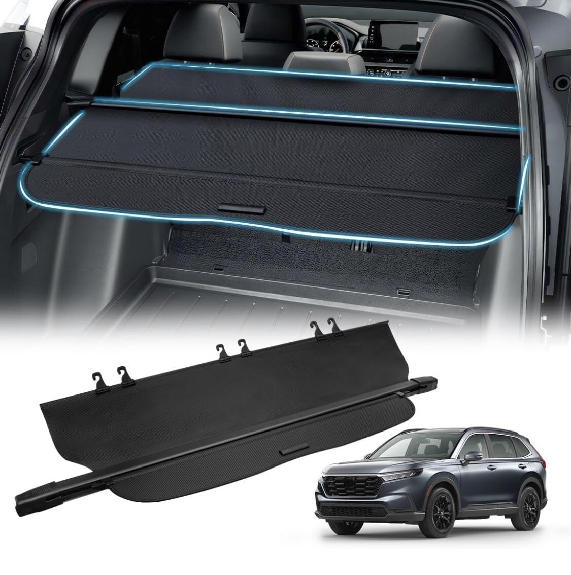 New 2023 2024 2025 Honda Crv Cr-V Cargo Cover Black Carbon Fiber Pattern