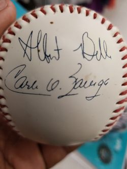Albert Belle and Carlos o Baerga signed baseball