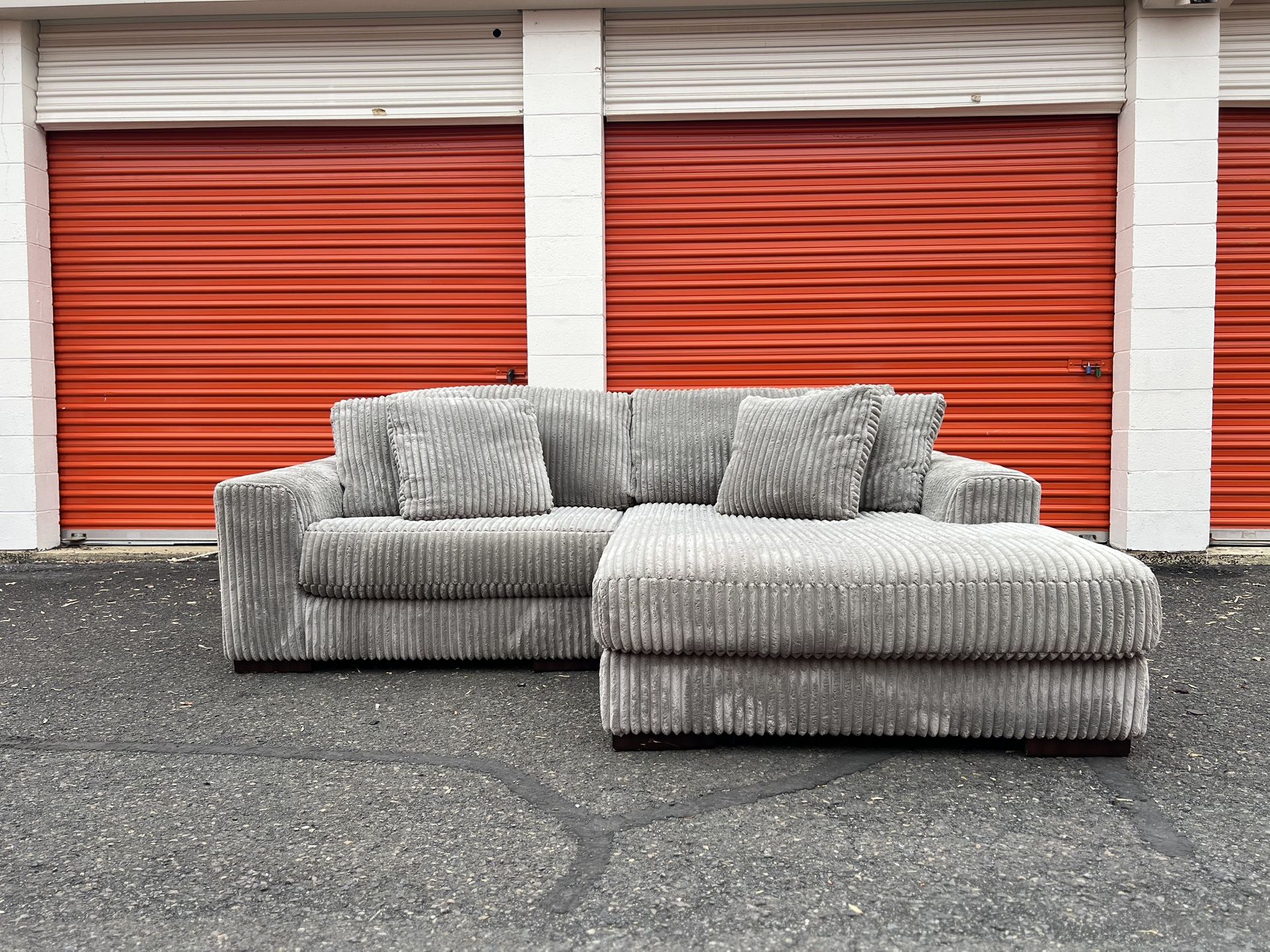 Gray Corduroy Sofa Sectional Couch
