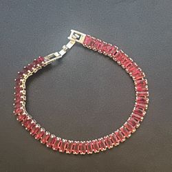 Ruby Red Silver Bracelet 