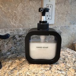 2 Pack,Hand & Dish Soap Dispenser - Modern Plastic Pump with Labels - Black