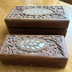 Vintage Hand Carved  Sheesham Wooden Boxes 
