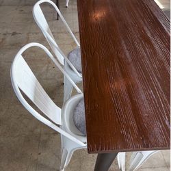 4-Person Dining Table Sets - Rustic Look w/ Metal base