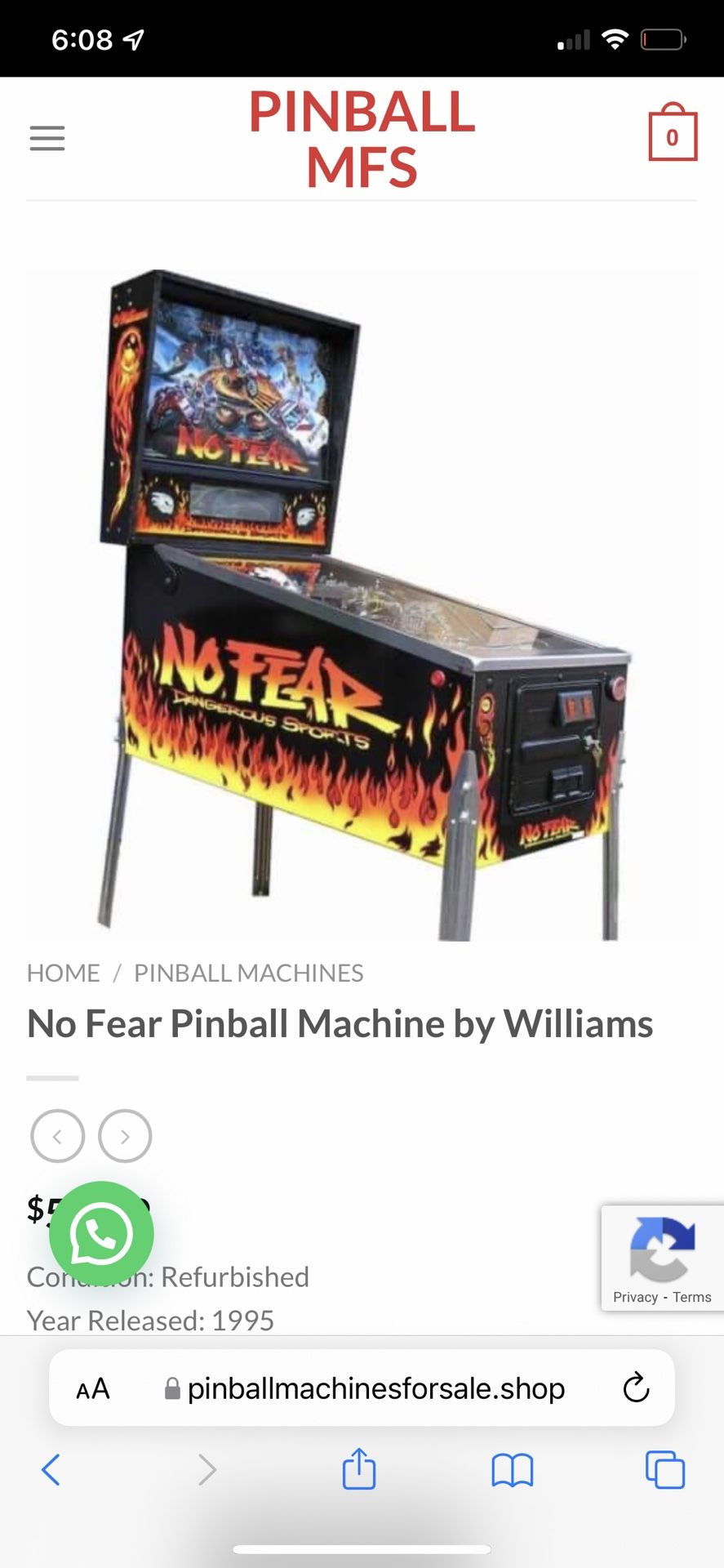 NO FEAR pinball Machine