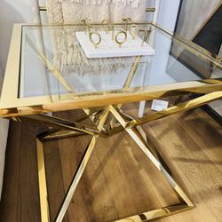 2 Gold Glass Tables 