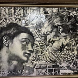 Rare Hand-Cut "Enparoxismo" Renaissance Collage – Framed Mixed Media Art 30x24