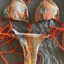 Snakeskin Bikini Swim Suit Size Large 
