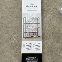 5-Tier Stackable Shoe Rack, Expandable & Adjustable Shoe Organizer Storage Shelf
