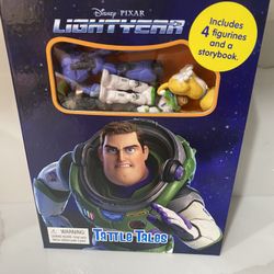 Disney Lightyear Tattle Tales Board Book & Figurines NEW 