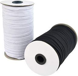 1/4” 10 Yards Length Braided Elastic Band - 1/4 Inch Width White or Black Elastic String Cord Heavy Stretch High Elasticity Knit Elastic Band $1 yard