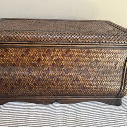 Rattan / Wicker Solid Wood Frame Chest - Large