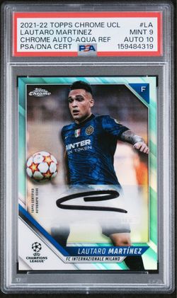 21-22 Topps Chrome UEFA Champions League #LA Lautaro Martinez Auto Aqua Ref /199