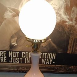 Antique Pink Satin Globe Table Lamp 