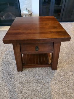 Walnut end table with drawer