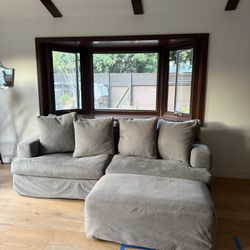 Sofa With Ottoman And Oversized Chair- Comes With Extra Slipcovers 