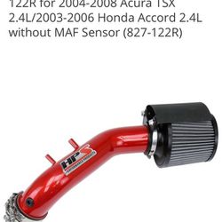 HPS Red Shortram Air Intake Kit With Heat Shield Short Cool Ram 827-122R For 2004-2008 Acura TSX 2.4L/2003-2006 Honda Accord 2.4L Without MAF sensor