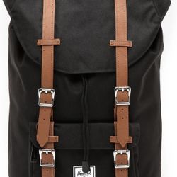 Herschel Little America Laptop Backpack 17L Black Tan Synthetic Leather