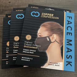 Copper Compression Face Masks, Total Of Three New Size L/XL