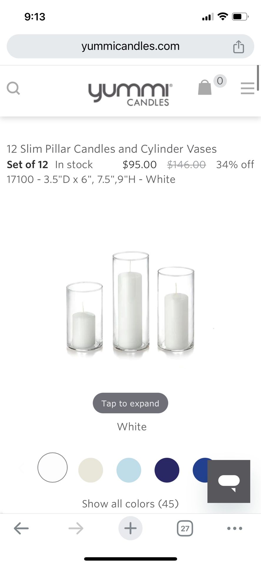 Set Of 11 Pillar Candles Hurricane Vase Yummi Candles