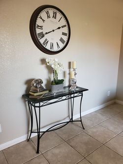 wood and metal console table