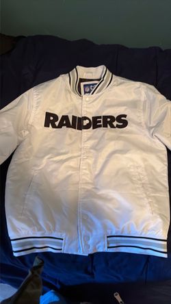 NFL Raiders White Satin Bomber Jacket