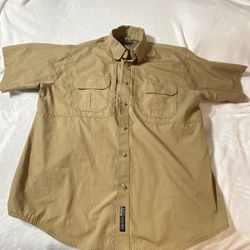 5.11 TACTICAL MEN'S COTTON SHORT SLEEVE BUTTON DOWN SHIRT XL Tan