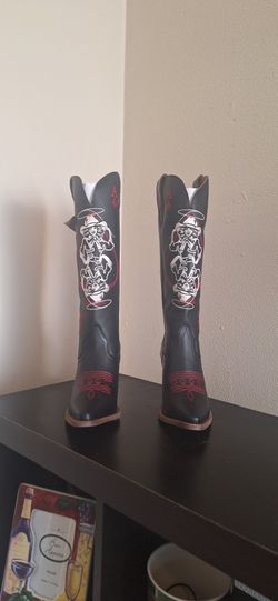Women's Western Leather Boots Black 10M