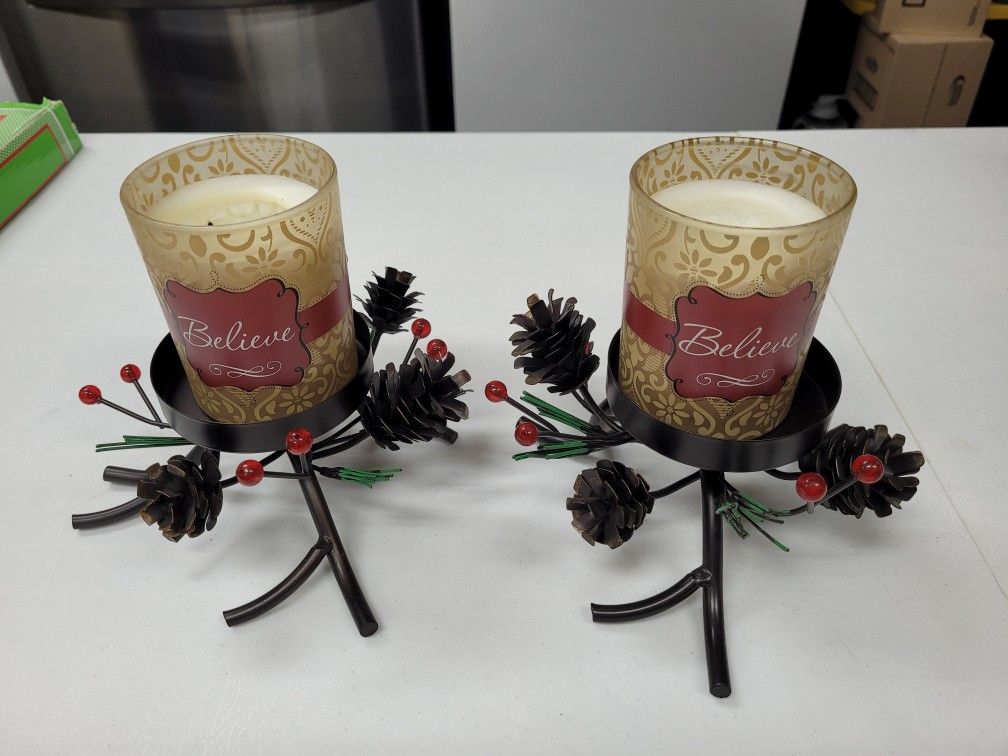 2 Candles Holders With Candles
$8